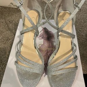 Jessica Simpson silver wedges